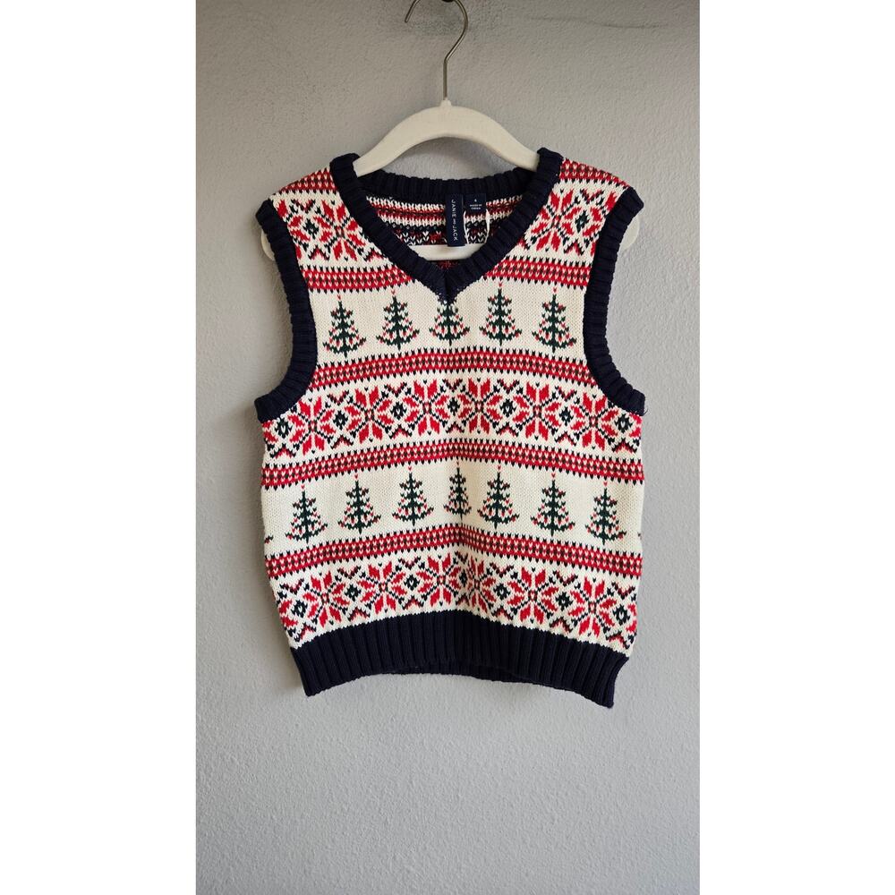 Janie and Jack Holiday Fair Isle Christmas Tree Knit Sweater Vest 4